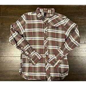 Zoo York Mens L Cotton Plaid Flannel Shirt Gray Long Sleeve Button-Up Pockets